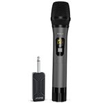 Bietrun UHF Handheld Dynamic Microphone Wireless Mic System Set with Rechargeable Receiver, 260ft Range, 1/4'' Plug, for Karaoke, Voice Amplifier, PA , Singing Machine, Church