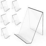 Boloyo Acrylic Book Stand Without Ledge ,6 Inch 6PC Clear Acrylic Display Easel Transparent Display Stand Holder Tablet Holder for Displaying Pictures,Books,Artworks, CDs