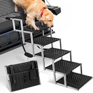 Niubya Dog Ramps for Cars, Portable Folding Dog Stairs for Cars, SUV, Trucks, Lightweight Pet Ramp for Large Dogs with Non-Slip Surface, Reinforced Dog Steps Supports Up to 200 lb, 6 Steps