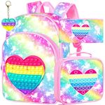 Backpacks for Girls, 16" Kids Unicorn Bookbag and Lunch Box for Elementary School Toddler Kindergarten Preschool Pink