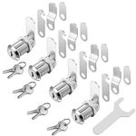 youtu 4 Pack Cupboard Locks, Cam Lock, Door Lock, Letter Box Lock, Cabinet Lock for Mailbox Drawer Cupboard Cabinet, Each Lock has Different Keys (20mm)