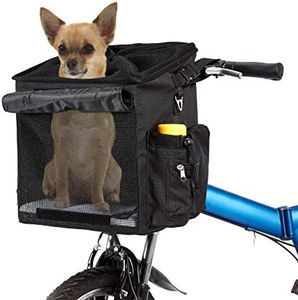 K ERATISNIK Pet Bicycle Carrier Waterproof Dog Bike Basket Bag with Reflective Stripe Pet Bike Basket Adjustable Shoulder Strap Pet Travel Bag Safe Dog Backpack Carrier for Small Medium Cats and Dogs