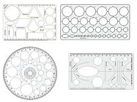 DREAM XPLORE Plastic Circle Master (35 Circles), Pro Circle (25 Circles), Hyperbola- Parabola Template, Geometry Template (16 Shapes), Drafting Scale Ruler (Set of 4)