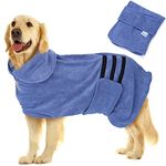 Nobleza Dog Bathrobe XL Dog Drying Coat Dog Towel Robe Dog Dressing Gown Super Absorbent Pet Bathrobe Puppy Towelling Robe Fast Drying Adjustable Dog Bathrobe Towel for Extra Large Dog Cat Blue