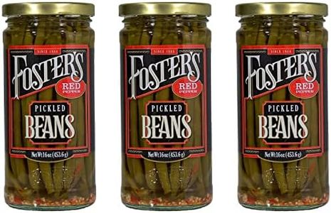 Foster's Pickled Green Beans- Red Pepper- 16oz (3 Pack) - Pickled Green Beans in a Jar- Traditional Pickled Vegetables Recipe for 30 years - Gluten Free- Fat Free Pickled Green Beans Spicy - Preservative Free
