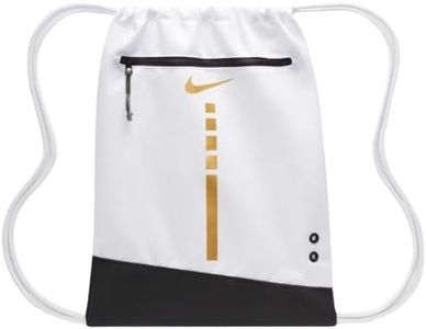 NIKE Hoops Elite Drawstring Bag (17L) DX9790-100 (WHITE/BLACK/METALLIC GOLD), Size ONE