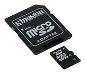 Kingston microSDHC SDC4/8GB Class 4 Flash Card + SD Adapter, Black