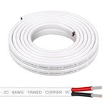 Shirbly 8 Gauge Marine Wire, 20FT 8 AWG Duplex Marine Grade Wire Tinned Copper Boat Cable, 2 Core Insulated Stranded Cable for Boat Marine Automotive Speakers Solar Outdoors - White (8AWG 20FT)