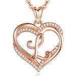 INFUSEU Rose Gold Initial Letter L Pendant Necklaces for Women Heart Monogram Jewelry Alphabet Capital Trendy Birthday Gifts for Girlfriend