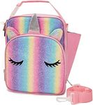 Lunch Boxes Bag for Kids,VASCHY Insulated Lunchbox Reusable Containers for Girls with Detachable Shoulder Strap for School Sparkle Unicorn