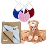 First Kick New Born Baby Gift Set Combo Pack for Baby Boys and Baby Girls Pack of 5 Pcs Camel Monkeys Brown