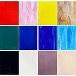 ILLUCKAI 12 Sheets COE 96 Fusible Glass Sheet, 4 x 6 inch Rainbow Colors Fused Stained Glass Sheets, Fusible Glass Supplies for Fused Glass Crafts Stained Glass Projects and Mosaic Making