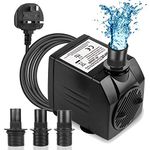 BARST 3000L/H Submersible Water Pump,Ultra Quiet Aquarium Pump for Fountains, Pool, Fish Tank, Pond, Hydroponics, Statuary with 4 Srtong Suction Cups,3 Nozzles & 5m Power Cord 60W