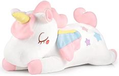 GAGAKU 66cm Unicorn Pillow Plush, 26-inch Giant Unicorn Stuffed Animal Cuddly Toy Hugging Pillow for Girls Boys and Adults Unicorn Gift for Birthday Anniversary - White