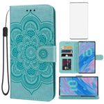 Yodueiv for Galaxy Note 10 Case, Samsung Note 10 SM-N970U Wallet Case with Tempered Glass Screen Protector, PU Leather Wrist Strap Card Slots Protective Flip Cover for Samsung Galaxy Note 10 Green