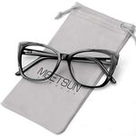 MEETSUN Blue Light Blocking Glasses for Women Anti Eye Strain Filter Blue Ray Computer Game Glasses & Transparent/UV400/Reduce Glare Lens (Black Frame)