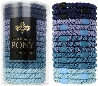 Blue Hair Ties for Thick Hair, Grab & Go Pony Tube, 15 Pack, Neptune, Thick No-Crease Bands with Strong Hold, Damage-Free Design, Deep Ocean-Inspired Blend | L. Erickson