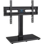 PERLESMITH Swivel Universal TV Stand Mount for 32-80 Inch LCD OLED Flat/Curved Screen TVs up to 99lbs-Height Adjustable Table Top TV Stand/Base with Tempered Glass Base&Wire Management,VESA 600x400mm