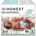 The Honest Company Club Box Diapers with TrueAbsorb Technology, Teal Tribal & Space Travel, Size 1, 80 Count