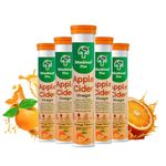 Mushleaf Apple Cider Vinegar (Orange Flavour) 100 Effervescent Tablets - ACV Infused with Mother for Weight Loss and Digestive Ease, Enriched with Vitamin B6 & B12, 100% Vegan Pack of 5