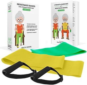 Healthy Seniors Chair Exercises for Seniors - Two Resistance Bands, Handles, and Printed Exercise Guide. Adjustable Fitness Equipment for Seniors, Elderly Home. Occupational & Physical Therapy Aids