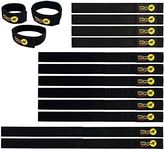 Quick-Straps by Wrap-It Storage - Assorted 12-Pack (Black) - Cord and Cable Organizer Hook and Loop Straps for Small and Large Storage Solutions for Electronics, Extension Cords, Wire and More