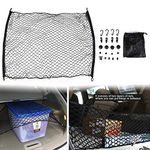Cargo Net 25” x 41” Inch Car Trunk Rear Cargo Hammock Storage Vehicle Organizer Nets with 4 Adjustable Hook Black for SUV, Truck Bed or Trunk