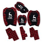 WESIDOM Christmas Family Pajamas Matching Sets,Classic Plaid Xmas Clothes Soft Outfit Sleepwear