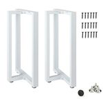 HOMEKAYT Metal Table Legs 28’’x 17.7’’ Heavy Duty T-Shape Desk Legs Industrial Furniture Legs for Dinning Table, Computer Table, Office Table (2Pcs)-White