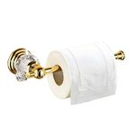 BATHSIR Crystal Toilet Paper Holder, Gold Toilet Roll Holder Modern Bathroom Accessories Zinc Alloy Tissue Hanger Wall Mounted