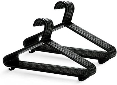 KEPLIN Cintres en Plastique Noir - Lot de 25, Cintres pour Portemanteaux, Armoire et Placard Solides, Cintre Robuste avec Barre Porte-Pantalons et Pinces, Gain de Place, Largeur 37,5 cm