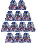 Qemsele Party Bags Drawstring Backpacks 12pcs, Kids Birthday Party Give Aways Supplies Beach Swim Gift Pouch Goodie String Reusable Bags for Children Boys Girls Toddlers (Avengers)