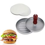 winmiya Burger Press Non-Stick Aluminum Hamburger Patty Maker with 100 Burger Paper Sheets for BBQ Stuffed Burgers Beef Burger