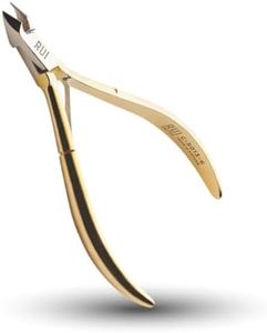 Rui Smiths Professional Cuticle Nippers, Gold-Plated Carbon Steel, French Handle, Single Spring, 6mm Jaw (Full Jaw)