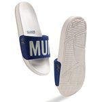 CHUPPS Mumbai Indians (MI) Official Slider for Women (4UK, White & Blue), FOAM6 Upper Technology (6mm Foam) for Snug Fit with ERGOX Footbed (Contoured & Cushioned) for Super Comfort Flip Flop Slipper