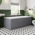 Affine® Traditional 1700 Side Front Panel MDF Bath Panel 15mm, Wooden Panels for Bathroom Baths Soaking Tubs, Adjustable Plinth, Easy to Cut, Grey Gloss