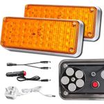 Upgraded Wireless Strobe Flashing Lights - 2x42LED Magnetic Hazard Warning Light for Trucks Vehicles, Rechargeable Portable Wireless Trailer Tow Beacon Emergency Light (Amber)