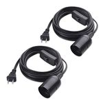 Cable Matters 2-Pack Hanging Light Cord (Light Socket with Cord) with On Off Toggle Switch in Black - 15 Feet