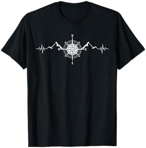 Divertida Senderismo Naturaleza Montañas Viento Rosa Brújula Camiseta