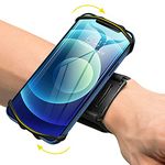 VUP Wristband Phone Holder for Running,360°Rotatable Forearm Armband for iPhone 15/14/13/Pro Max/Pro/Mini/12/11/SE 2020/Xs/XR/X/8/7/Plus,Fits All 4-6.7 Inch Smartphones (Black-Small)