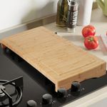 Stove Cover Board for Gas Stovetop - Raised Cutting Board with Legs and Juice Grooves, Adjustable Noodle Board Stove Cover for RV Stove Top (11.41"x21.65")