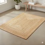 Craft Trade Natural Jute Area Rug Boho Braided Hand Woven Vintage Sisal Rug Reversible Home Decor Farmhouse Carpet Rag Rug for Kitchen Living Room and Bedroom - Rectangle 90x150 cm