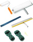 QWORK® Self-Levelling Cement Tool Kit, Floor Construction Roller Spike Shoes, Epoxy Floor Paint Tool, Stainless Steel Scraper Self-Leveling Rake