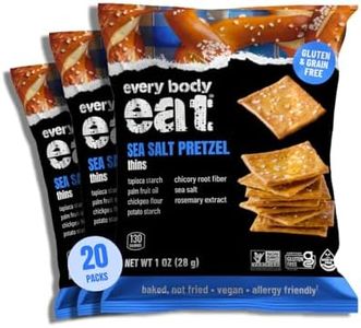Every Body Eat Snack Thins Sea Salt Pretzel - Gluten Free, Dairy Free, Vegan, Seed Oil Free, School Safe Lunch Snacks (20 Count 1.1oz Single Serve)
