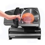 Chefman Die-Cast Electric Deli/Food Slicer, Precisely Cuts Meat, Cheese, Bread, Fruit & Veggies, Adjustable Thickness Dial, Removable 7.5” Serrated Stainless Steel Blade, Non-Slip Feet, Compact, Black