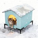 Insulated Outdoor Cat House Waterproof for Winter, Heated Cat House for Outside Cats Winter with Sponge Layer & Raised Floor,Weatherproof Insulated Shelter for Stray Feral Barn Cat (Green, 36cm)