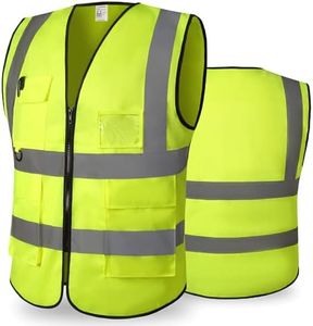 Hi Vis Vests for Women Men High Visibility Reflective Safety Vests Breathable With Pocket Zipper for Build Oudoor Work Meet ANSI/ISEA Standard, Cloth-Green, X-Large