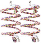 2 Pack 1/2-Inch by 63-Inch Rope Bungee Bird Toy Parrot Swing Toys Parrot Swing Toys Bird Toys Parrot Bird Parrot Swing Toys Bird Cage Toys Bird Parrot Toys Bird Toys with Bell,Red