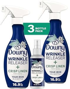 Downy Wrinkle Releaser Spray | All In One Wrinkle Release Spray, Odor Eliminator, Static Remover | Fabric Refresher & Ironing Aid for Clothes | 16.9 Fl Oz (Pack of 2) & 3 FL Oz, Crisp Linen Scent