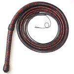Bull Whip 08 Foot 16 Plaits Kangaroo Hide Leather Equestrian Bullwhip Leather Belly & Leather Bolster Inside Indiana Jones Red & Black